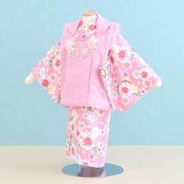 女の子ベビー着物レンタル（1G0001）1歳〜1歳6ヶ月　ピンク/花|被布