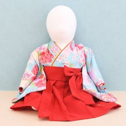 女の子ベビー着物レンタル（0G0001）100日〜1歳　水色/花|袴