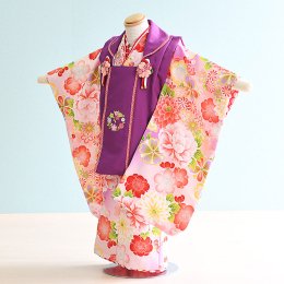 三歳女の子着物レンタル（030048）うす紫・紫/花・古典　式部浪漫