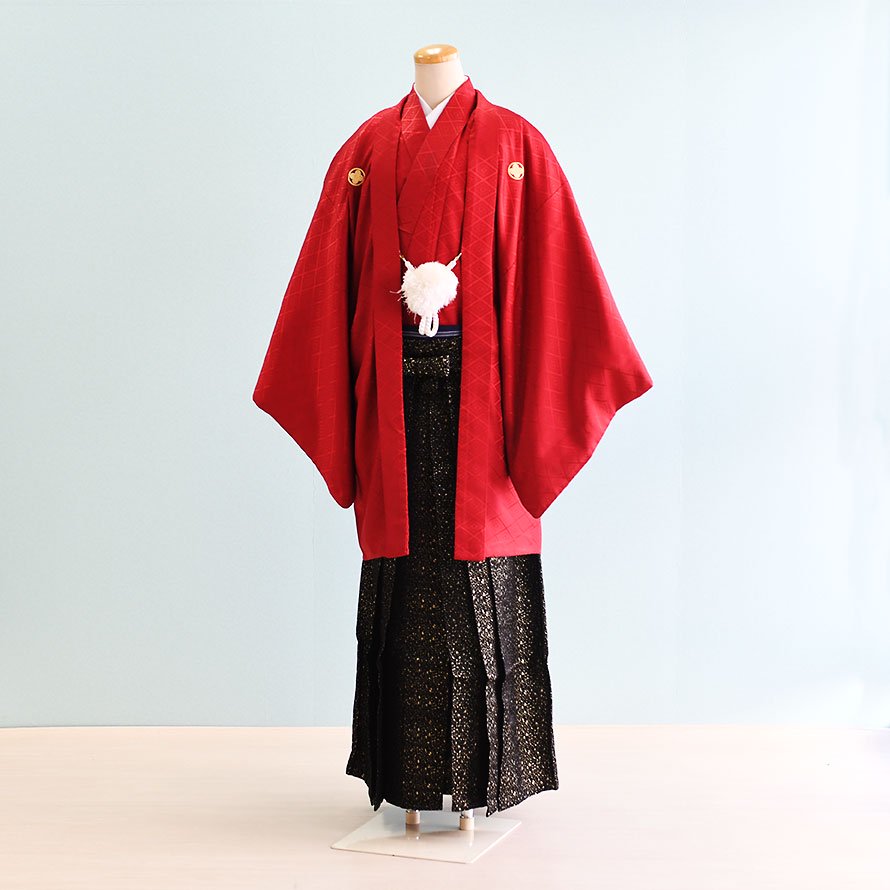 激安格安 成人式男性袴レンタル（DH0029）7号 赤|黒・金/たたき - 東京 
