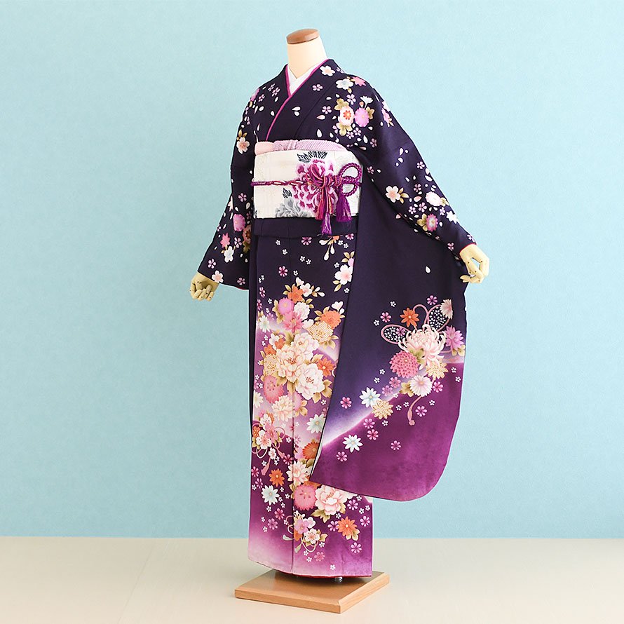 【結婚式❁成人式】紫　藤の花✿振り袖衽巾15cm