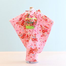 七五三着物七歳女の子レンタル（7-51）ピンク/桜