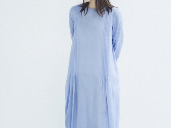 humoresque　long tuck dress　saxe blue