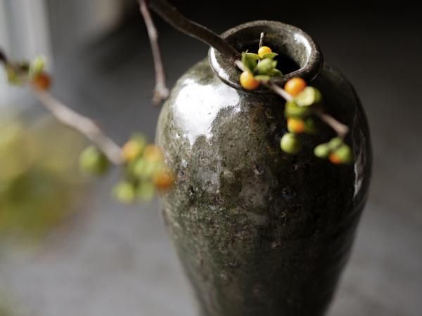 番浦史郎 黄瀬戸 掛花入 花器