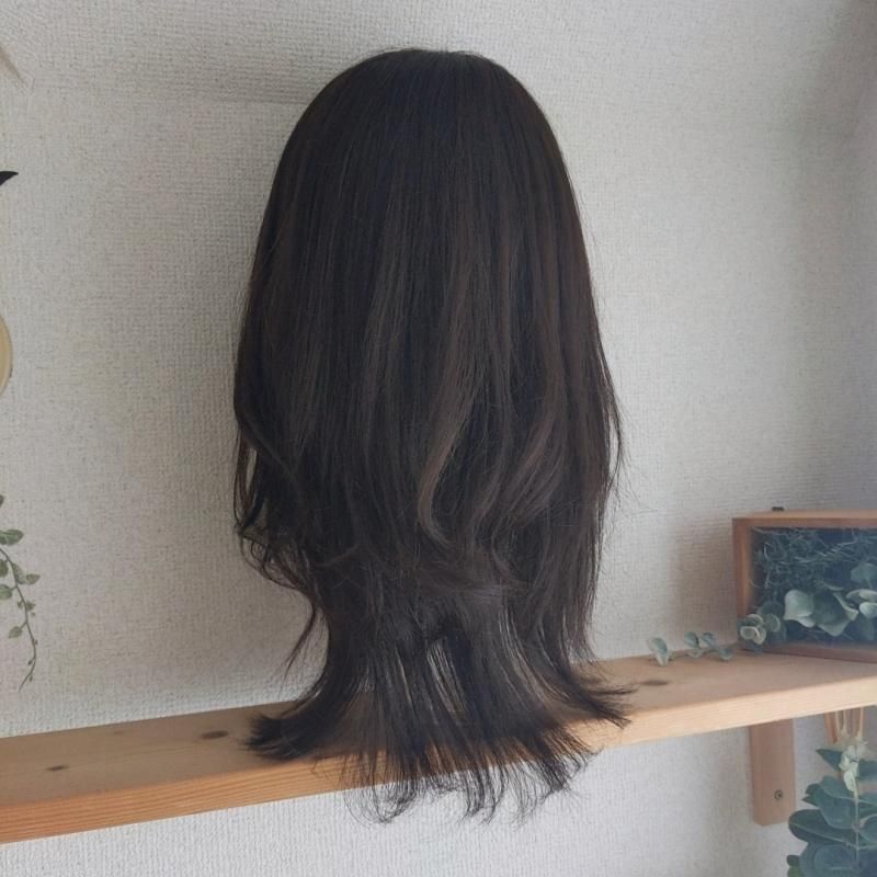 《半手植え　レミーヘアウィッグ》ナチュラルブラック　分け目リアルスキン 半手植え レミーヘアウイッグ | 医療用人毛100％ウィッグ ロング