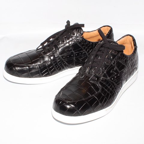 未使用に近い　美品　イタリア製　Mauri　クロコダイル　ワニ革　革靴　黒ントゥレザーシューズ革靴黑