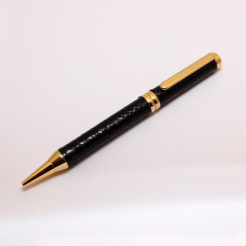 新品penmodeワニ革ボールペン黒×金クロコダイル鰐クロコ筆記用具ペン 