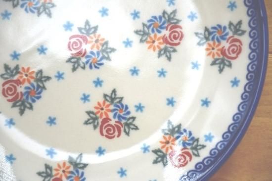 ポーランド食器 ポーリッシュポタリー 縁フリル 角皿 3点セット
