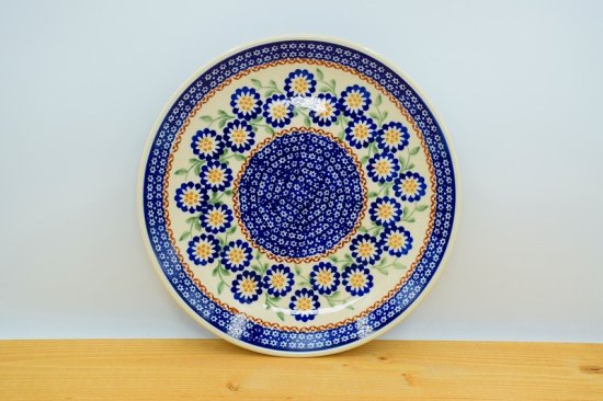 ポーランド食器（ポーリッシュポタリー）マニュ社丸皿 22cm　 -　ポーリッシュブルー