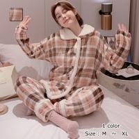 ブラウンチェックがかわいいモコモコルームウェア(ROOMWEAR)