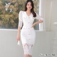 7分袖レースチュールワンピース(キャバドレス・CABARETDRESS)