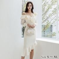 アシンメトリーフリルワンピース(キャバドレス・CABARETDRESS)