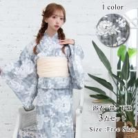 落ち着きある牡丹が凛とした佇まいの浴衣3点セット(YUKATA)