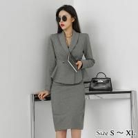 千鳥格子ペプラムジャケットとタイトスカートのセットアップドレス(キャバドレス・CABARETDRESS)