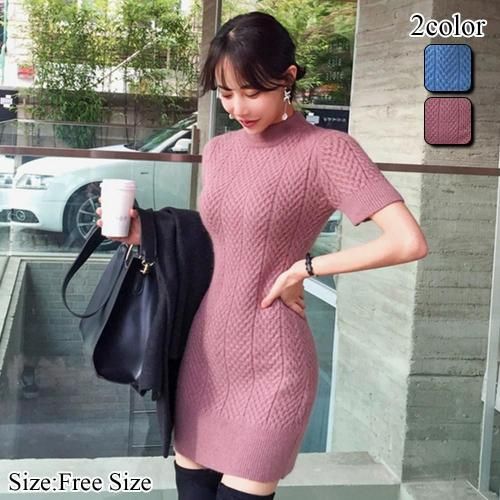 ハイネック半袖リブニットワンピース(キャバドレス・CABARETDRESS)[ 型番 ： GR104-4455 ]この商品のカテゴリーTOPページへショップTOPページへ