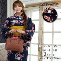 <img class='new_mark_img1' src='https://img.shop-pro.jp/img/new/icons5.gif' style='border:none;display:inline;margin:0px;padding:0px;width:auto;' />濃紺に可憐な桜の花びらが舞い散る浴衣3点セット(YUKATA)