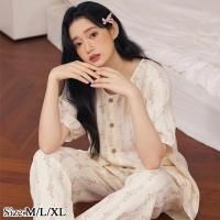 小花柄ラウンドネック半袖パジャマ(PAJAMA)