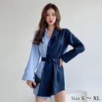 エッジの効いたアシメドッキングシャツワンピース(キャバドレス・CABARETDRESS)