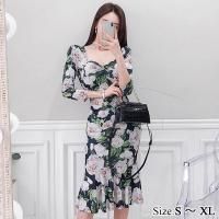 <img class='new_mark_img1' src='https://img.shop-pro.jp/img/new/icons5.gif' style='border:none;display:inline;margin:0px;padding:0px;width:auto;' />ローズプリントマーメイドタイトフィットワンピース(キャバドレス・CABARETDRESS)