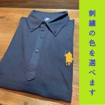 【シルエット殿・刀】ボタンダウンポロシャツ〈ホワイト〉選べる刺繍カラー