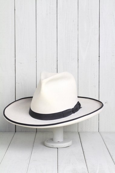 STETSON White Hat Black Ribbon