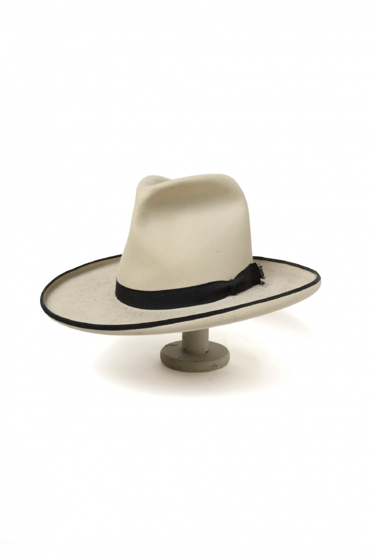 STETSON White Hat Black Ribbon 40's