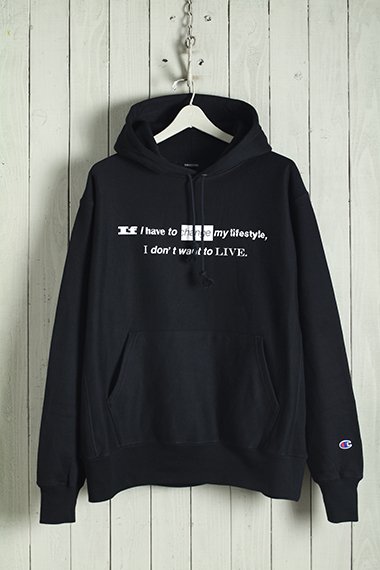 20AW Lettered Print hoodie BLK
