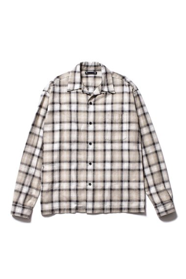 22AW V.Nep Check Flannel Open Collar Shirts BRT