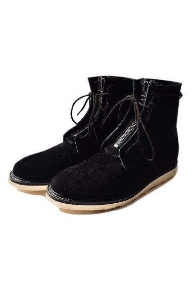 23AW Suede Leather Zipper Unit Boots BLK