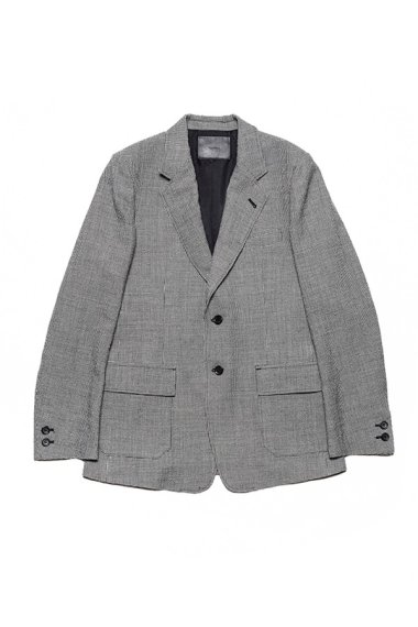 ♯0024 SINGLE BREASTED JACKET -WOOL LINEN HOUNDSTOOTH- BLACK×LIGHT GRAY