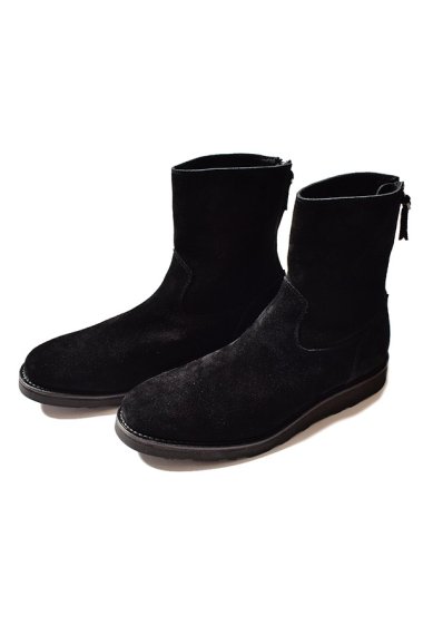 SPOT Suede Leather Back Zip Boots BLK