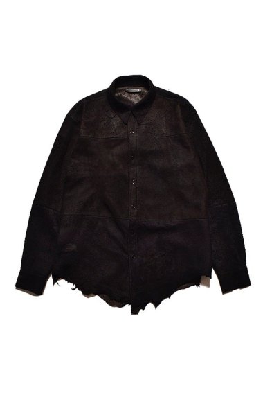 24SS Glue Stock Leather Shirts BZ BLK