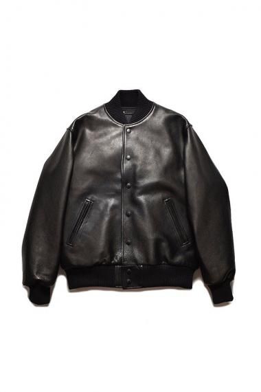 24AW Rusty Calf Leather Varsity Jacket | 高級カーフレザー