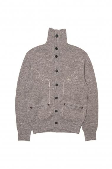 #0028 WESTERN TURTLENECK CARDIGAN KNIT -SHETLAND WOOL LINEN- SAND
