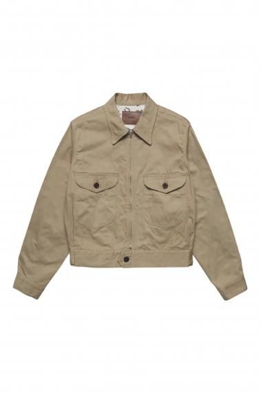 #0028 WORKERS SHORT ZIP JACKET -COTTON TWILL- KHAKI
