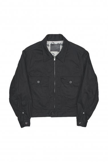 #0028 WORKERS SHORT ZIP JACKET -COTTON TWILL- BLACK