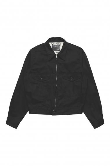 #0028 WORKERS SHORT ZIP JACKET -COTTON TWILL- BLACK