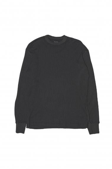 #0028 THERMAL SHIRT -WAFFLE COTTON RAYON- INK BLACK