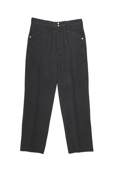 #0028 WESTERN STRAIGHT TROUSERS -WOOL LINEN TWEED- BLACK