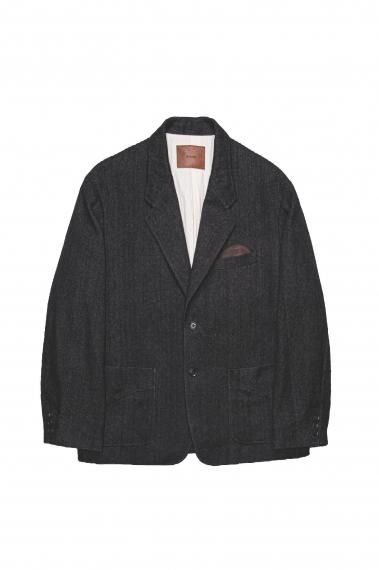 #0028 SACK JACKET -WOOL LINEN TWEED- BLACK
