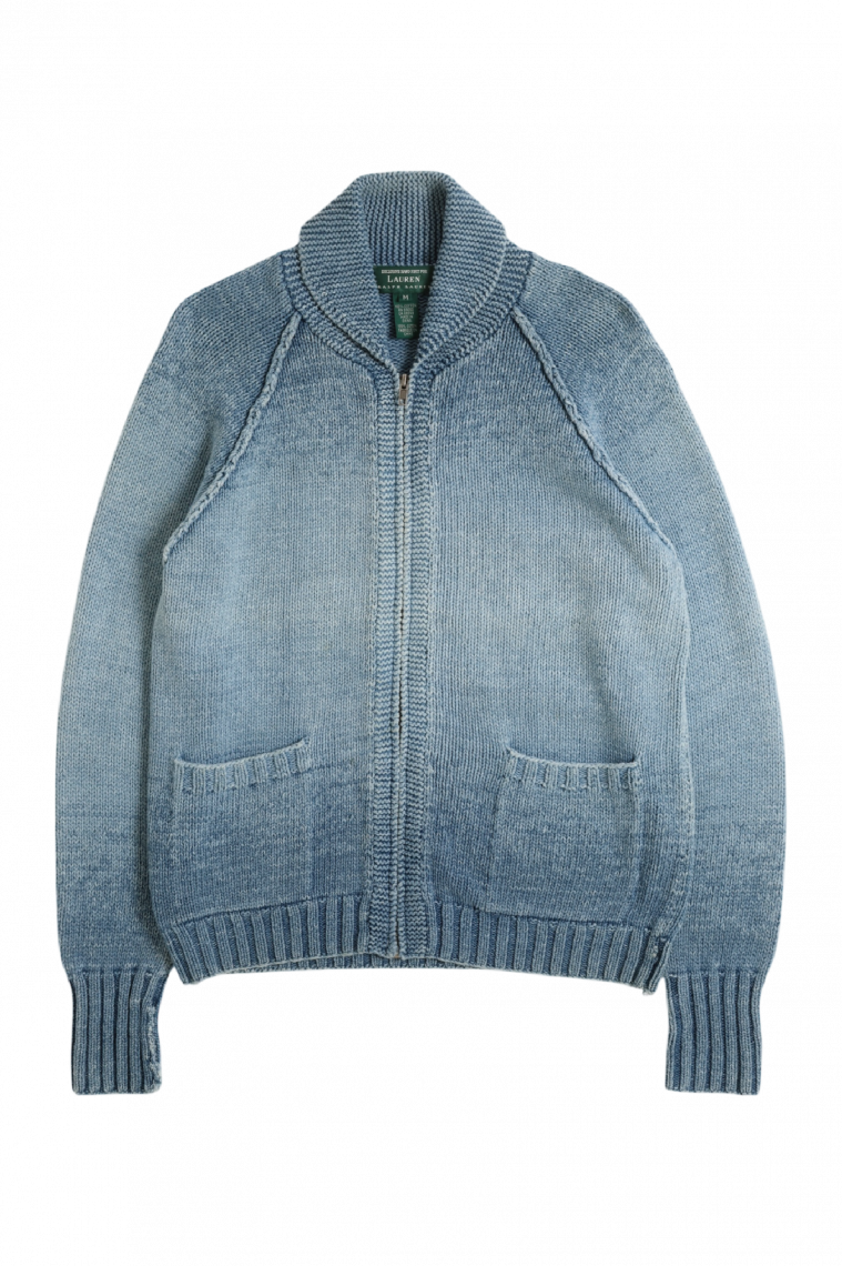 Hand Knit Indigo Zip Jacket 