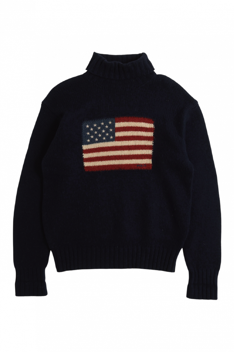 Hand Knit American Flag Turtleneck