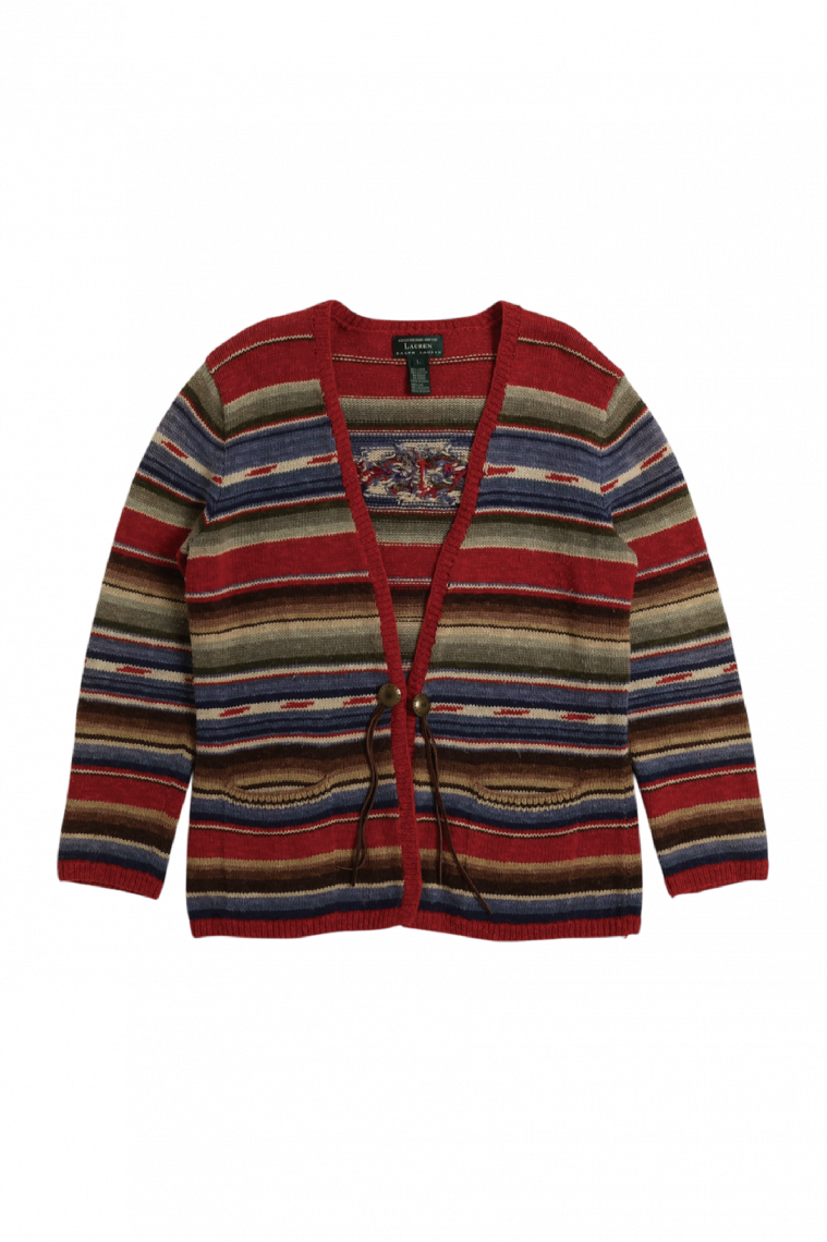 Hand Knit Multi Border Cardigan