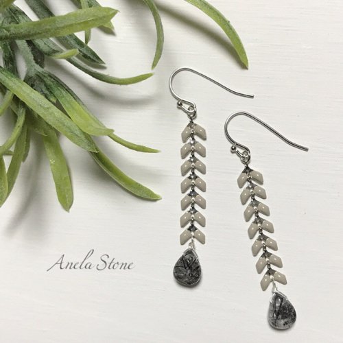 Silver925 リーフチェーンのロングピアス - AnelaStone-アネラストーン