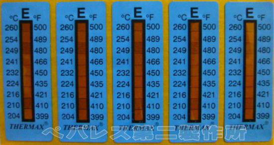 484 PPLS 不可逆温度計 シール【8段階 204-260℃】5枚 1シート - ぺ