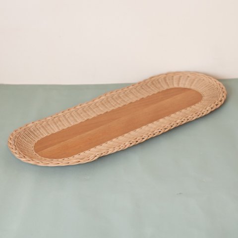 SWEDEN RATTAN/WOOD OVAL TRAY(BRIGHT COLOR)