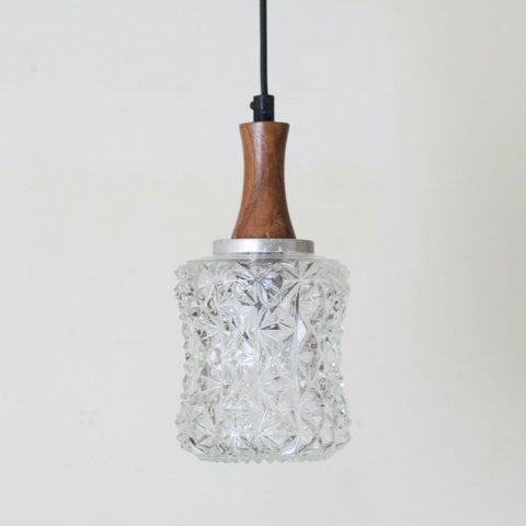 DENMARK CLEAR PRESSING GLASS/ROSEWOOD TOP LAMP