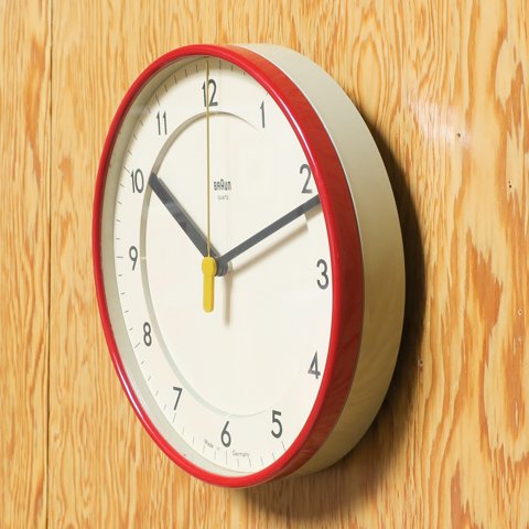 BRAUN GERMANY ABK31 IVORY/RED CLOCK - 北欧ビンテージ雑貨ショップ