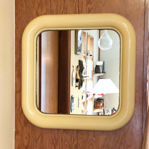 ITALIAN IVORY PLASTIC FLAME WALL MIRROR