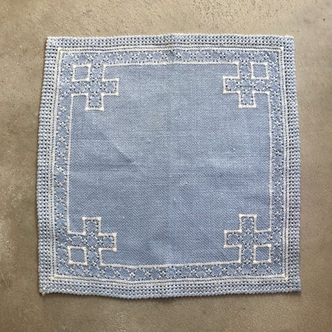 SWEDEN EMBROIDERY GREYSH BLUE SMALL MAT